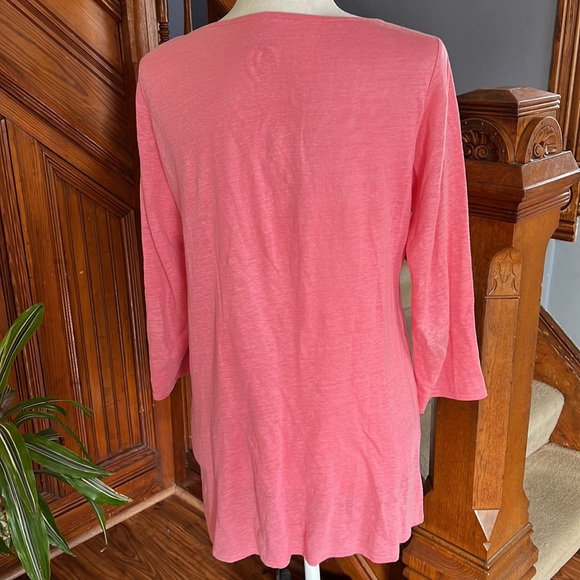 Eileen Fisher Linen Coral Top Sz XS - Picture 2 of 5